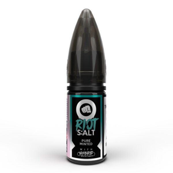 Riot salt pure minted with hybrid nicotine 10ml, available at dispergo vaping uk