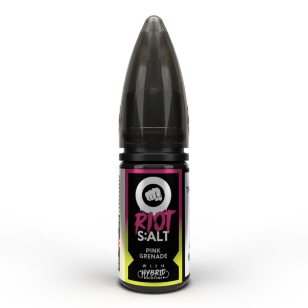 Riot salt pink grenade with hybrid nicotine 10ml, available at dispergo vaping uk