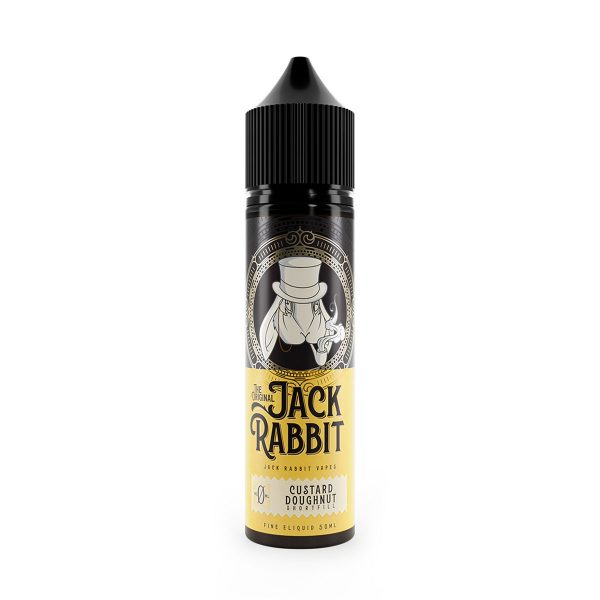 The original jack rabbit custard doughnut fine e-liquid 50ml shortfill available at dispergo vaping uk