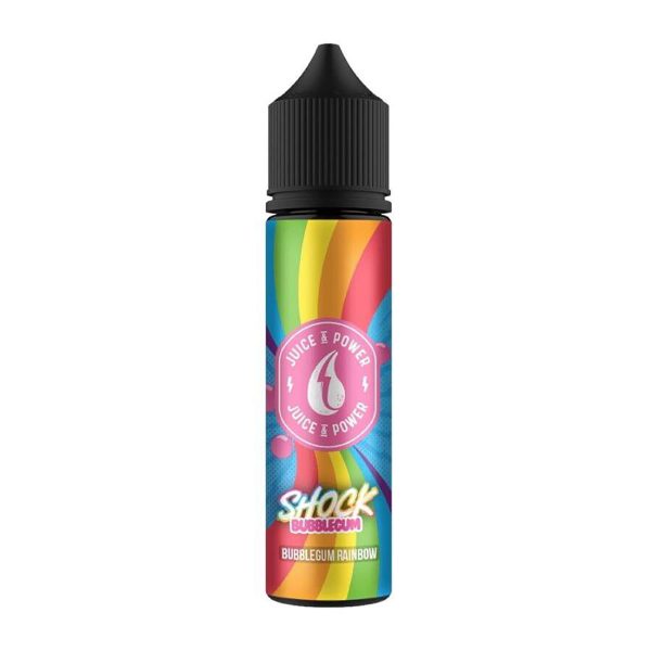 Juice & power shock bubblegum, bubblegum rainbow 50ml shortfill e-liquid Available at dispergo vaping uk