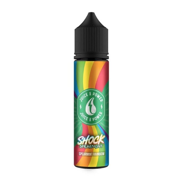 Juice & power shock spearmint, spearmint rainbow 50ml shortfill e-liquid Available at dispergo vaping uk