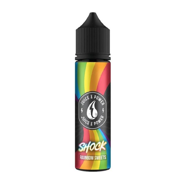 Juice & power shock rainbow sweets 50ml shortfill e-liquid Available at dispergo vaping uk