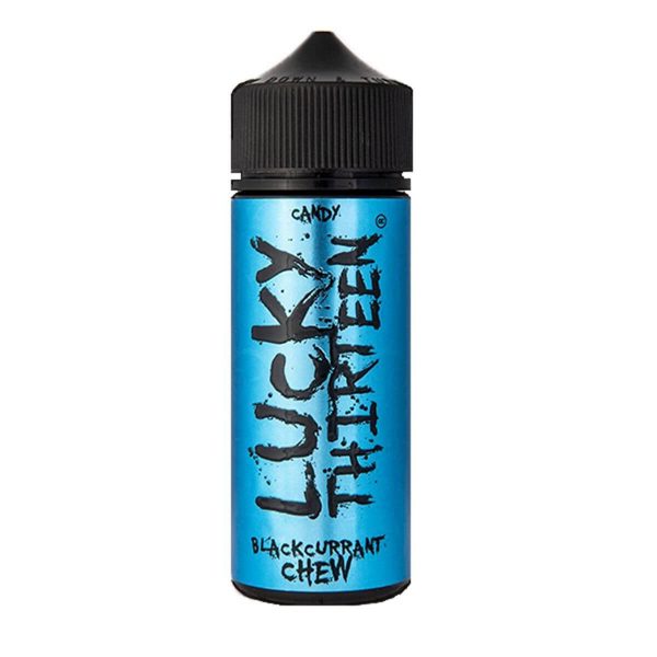 Lucky thirteen candy blackcurrant chew 100ml shortfill e-liquid Available at dispergo vaping uk