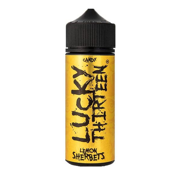 Lucky thirteen candy lemon sherbet 100ml shortfill e-liquid Available at dispergo vaping uk