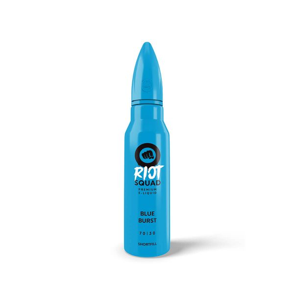 Available at dispergo vaping uk, riot squad 50ml premium e-liquid blue burst 70/30 shortfill