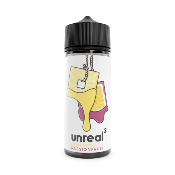 Unreal 2 pineapple and passionfruit 100ml shortfill e-liquid available at dispergo vaping uk