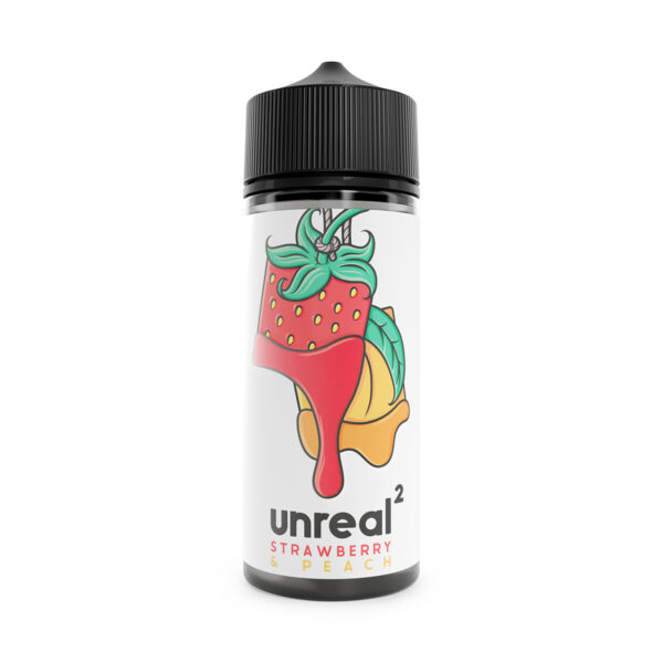 Unreal 2 strawberry and peach 100ml shortfill e-liquid available at dispergo vaping uk