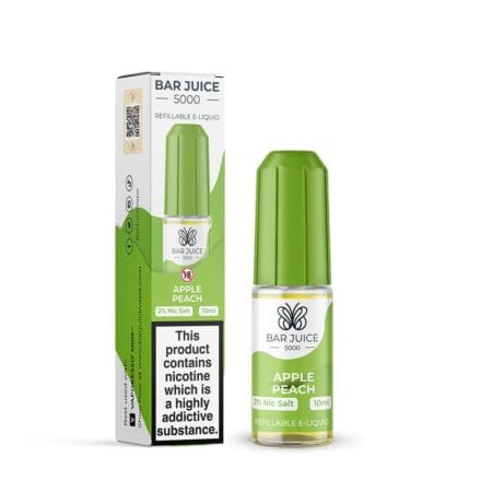 Bar juice 5000 10ml nic salt e-liquid apple & peach available at dispergo vaping uk