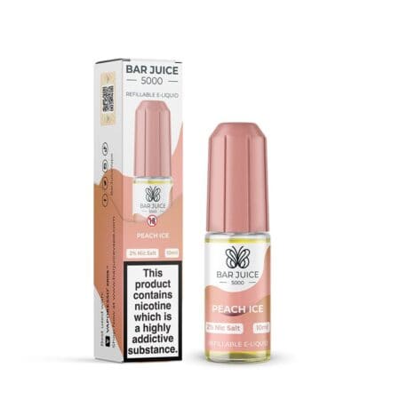 Bar juice 5000 10ml nic salt e-liquid peach ice available at dispergo vaping uk