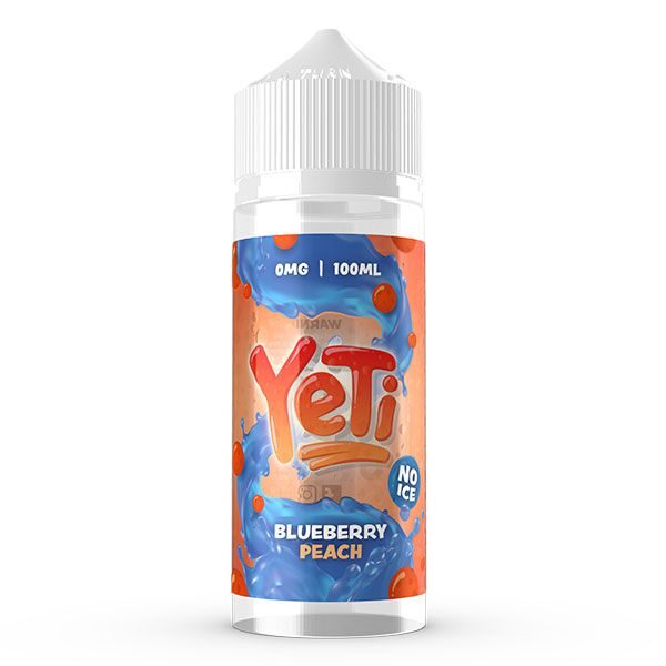 100ml bottle of blueberry and peach flavoured e-liquid by yeti available at dispergo vaping uk