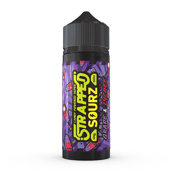 Candy powered vapes, strapped sourz 0mg 100ml grape & lychee available at dispergo vaping uk
