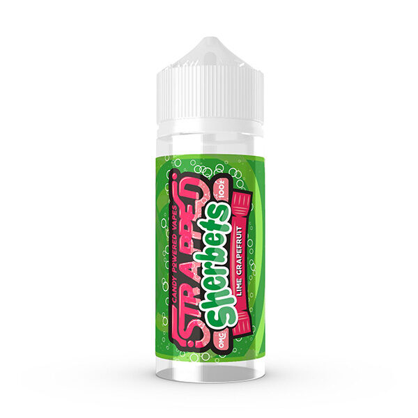 Candy powered vapes, strapped sherbets 0mg 100ml lime grapefruit available at dispergo vaping uk