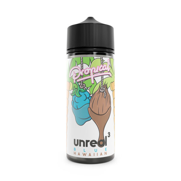 Available at dispergo vaping uk, Propical unreal 3 blue Hawaiian. This range is a available in 100ml shortfills (70/30) and 10ml nic salts 50/50 so can be used in all devices.