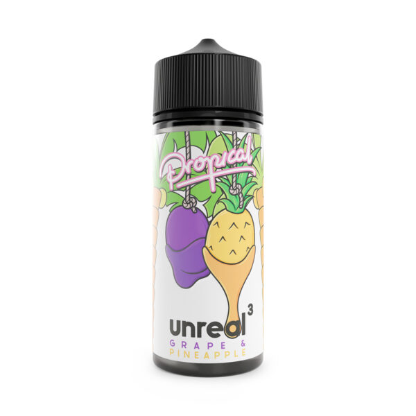 Available at dispergo vaping uk, Propical unreal 3 grape & pineapple, This range is a available in 100ml shortfills (70/30) and 10ml nic salts 50/50 so can be used in all devices.
