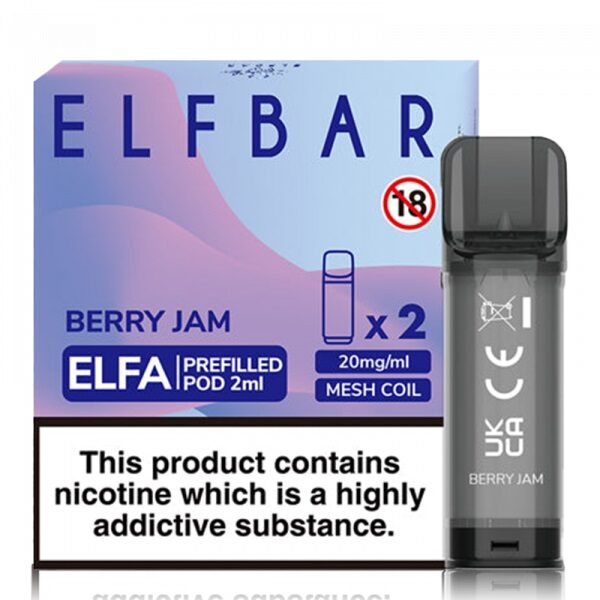 Berry jam prefilled 2ml pods in the Elfbar range available at dispergo vaping uk