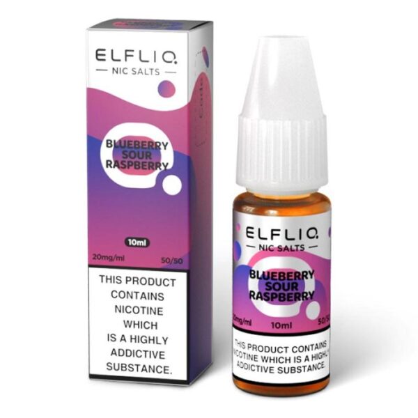 Elfliq Nic Salts 10ml 50/50 20mg Blueberry Sour Raspberry Available At Dispergo Vaping UK