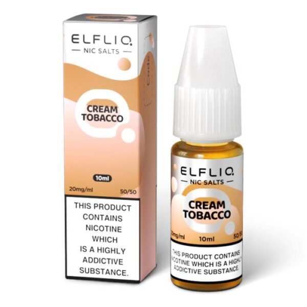 Elfliq Nic Salts 10ml 50/50 20mg Cream Tobacco Available At Dispergo Vaping UK