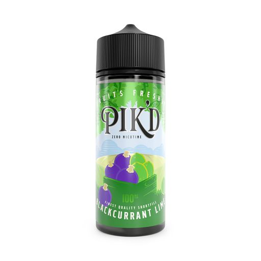 Pik'd 100ml shortfill e-liquid blackcurrant & lime available at dispergo vaping uk