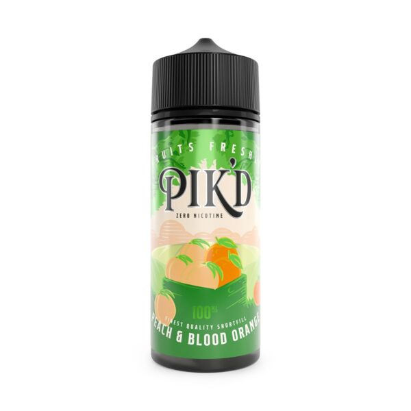 Pik'd 100ml shortfill e-liquid peach & blood orange available at dispergo vaping uk