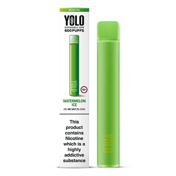Yolo m600 disposable vape device 20mg watermelon ice available at dispergo vaping uk