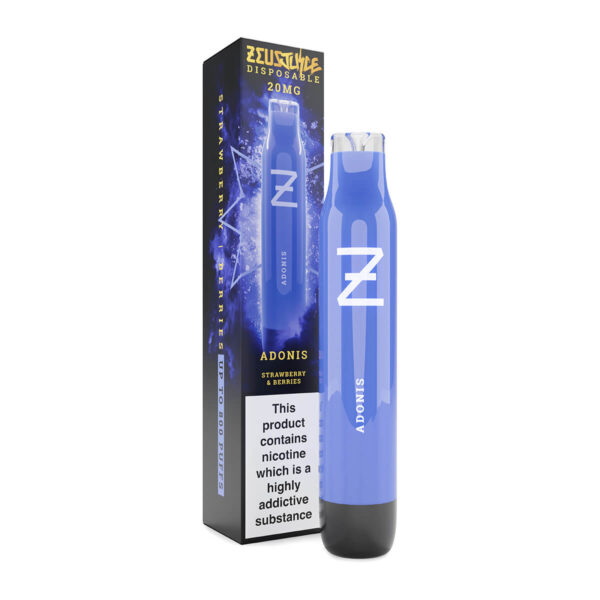 Zeus juice disposable device 20mg Adonis available at dispergo vaping uk