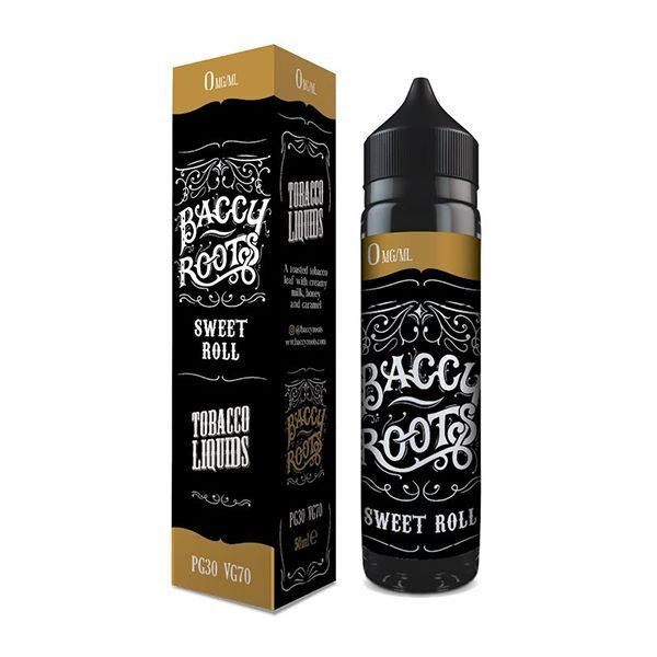 Sweet roll 50ml shortfill e-liquid in the baccy roots range available at dispergo vaping uk