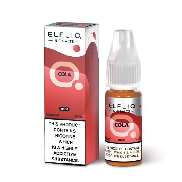 Elfliq nic salts 10mg 50/50 10ml in cola available at dispergo vaping uk