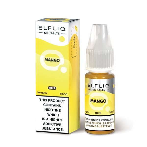 Elfliq nic salts 10mg 50/50 10ml in mango available at dispergo vaping uk