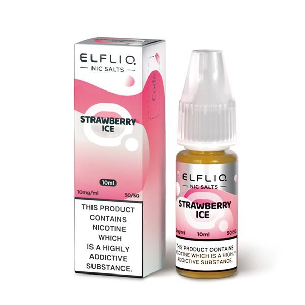Elfliq nic salts 10mg 50/50 10ml in strawberry ice available at dispergo vaping uk