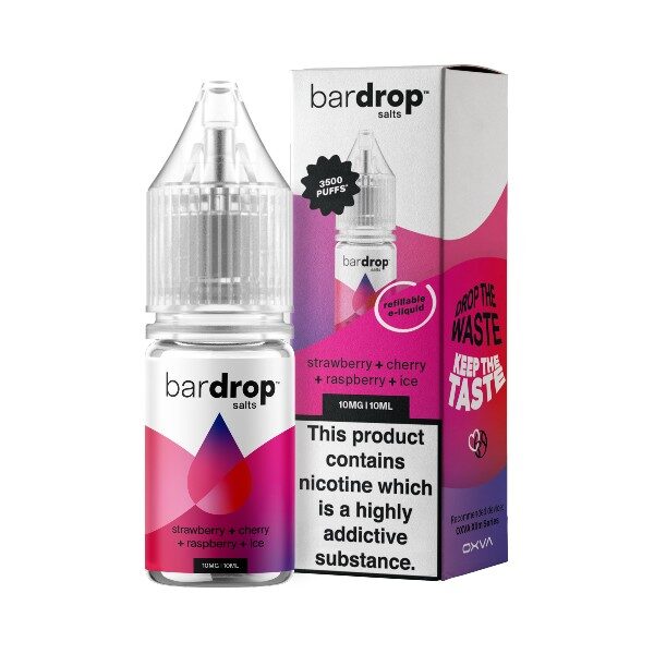 strawberry raspberry cherry ice flavour e-liquid 3500 puff by bar drop