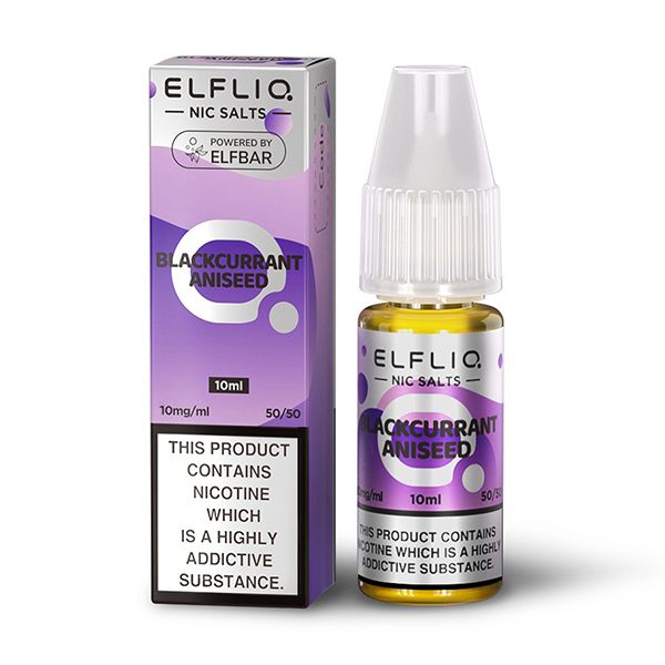 Get Your 50/50 Elfliq Nic Salt 10ml 10mg In Blackcurrant Aniseed, Available At Dispergo Vaping UK