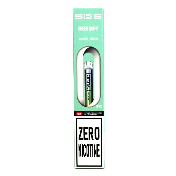 Available At Dispergo Vaping UK, SKE Crystal Bar Disposable Vape Zero Nicotine (0mg) In Green Grape