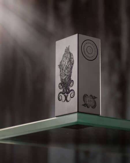 Murdered-Out-Cthylla-Mod-Deathwish-Modz-UK Available At Dispergo Vaping The Cthylla Deathwish Mod powered by a single 21700 battery, designed for Vape Enthusiasts In Murdered Out Black