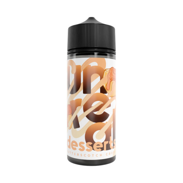Available At Dispergo Vaping UK, Unreal Desserts Butterscotch Crème Shortfill Full Of Flavour And Sweetness