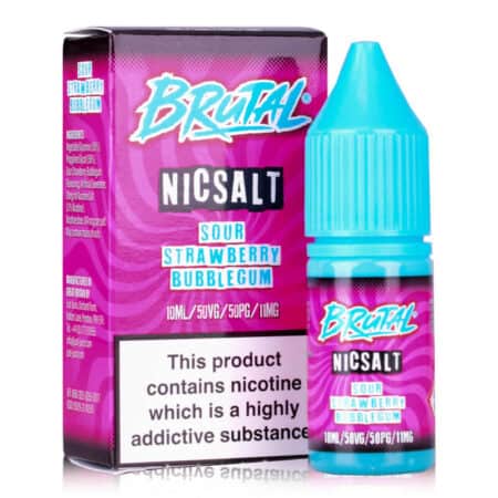 brutal-sour-strawberry-bubblegum-nic-salt-11mg-uk Brutal Sour Strawberry Bubblegum 10ml nic salt now available at Dispergo Vaping. Browse the entire Brutal range by Nasty Juice today at Dispergo Vaping.
