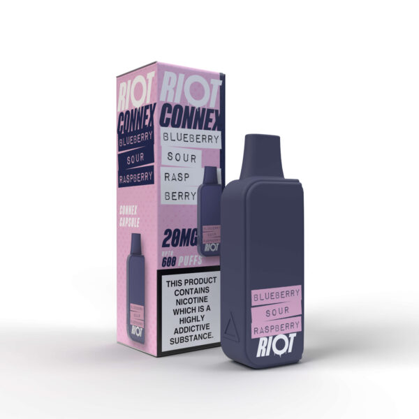 Riot connex capsule device by riot squad blueberry sour raspberry 20mg available at dispergo vaping uk