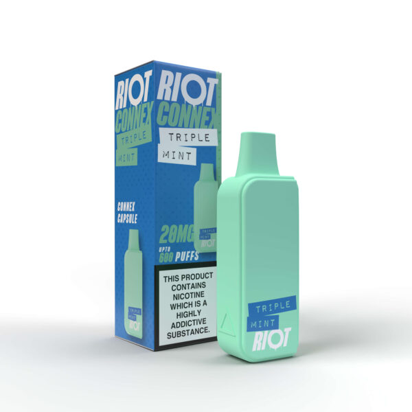 Riot connex capsule device by riot squad triple mint 20mg available at dispergo vaping uk