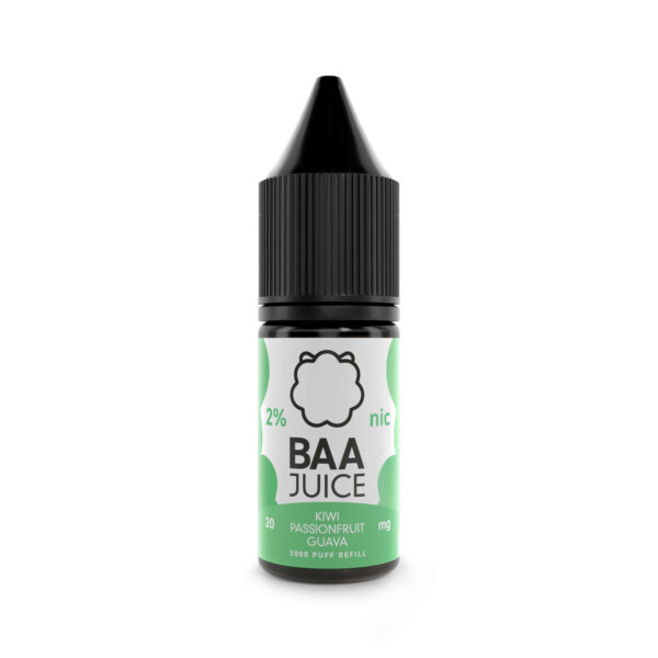 Baa juice 10ml nic salts kiwi passionfruit guava available at dispergo vaping uk