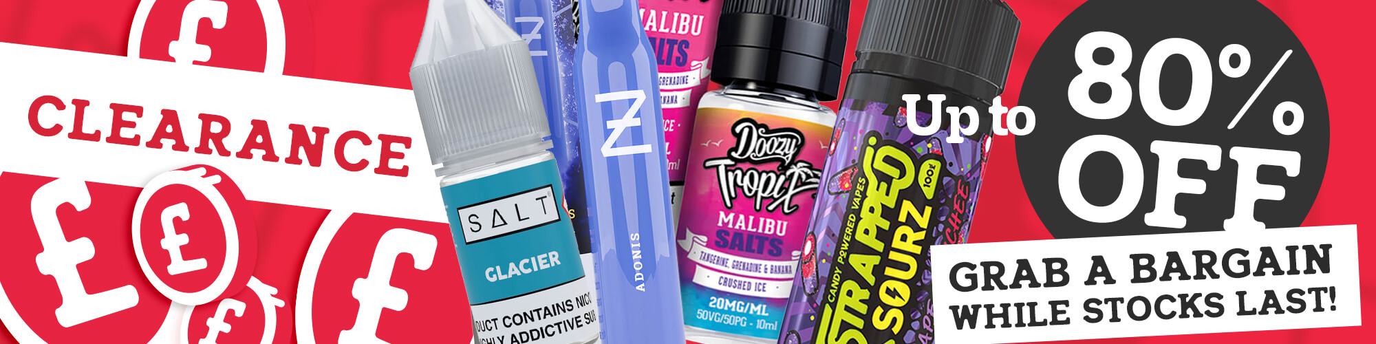 Dispergo Vaping's clearance sale which includes discount vapes and more